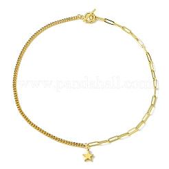 Brass Pendant Necklaces with Curb & Paperclip Chains&nbsp;NJEW-JN04608-03