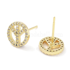 Brass Micro Pave Clear Cubic Zirconia Studs Earring&nbsp;EJEW-S217-G20