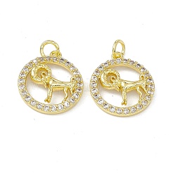 Real 18K Gold Plated Brass Micro Pave Clear Cubic Zirconia Pendants&nbsp;KK-E068-VB409-1