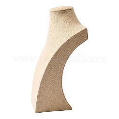 Wooden Covered with Imitation Burlap Necklace Displays&nbsp;NDIS-K001-B15