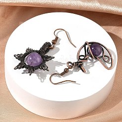 Natural Amethyst Dangle Earrings&nbsp;G-H359-07R-09