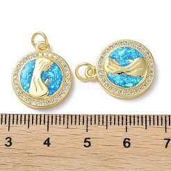 Brass Micro Pave Clear Cubic Zirconia Pendants&nbsp;KK-C045-05G