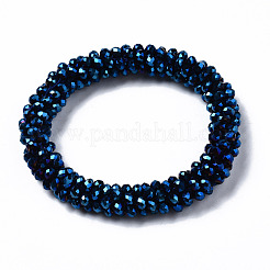 Faceted Electroplate Glass Beads Stretch Bracelets&nbsp;BJEW-S144-002G-04