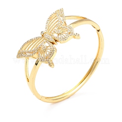 Clear Cubic Zirconia Butterfly Hinged Bangle&nbsp;BJEW-A123-27G