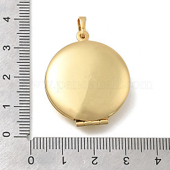 Brass Flat Round Locket Pendants&nbsp;KK-D431-029B-G