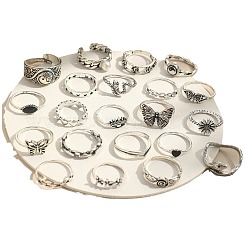 21Pcs Alloy Enamel with Plastic Pearl Finger Rings Sets&nbsp;FS-WG05D6A-01