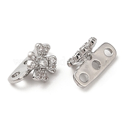Brass Micro Pave Clear Cubic Zirconia Slide Charms&nbsp;KK-P239-19P