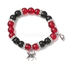 2Pcs 10mm Round Blue Cat Eye & Red Glass & Black Glass Beaded Stretch Bracelet Sets for Lover&nbsp;BJEW-JB10325-04