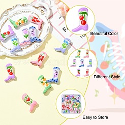 14Pcs 7 Colors Painted Glass Beads Enamel Beads&nbsp;LAMP-CJ0002-43