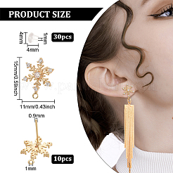 10Pcs Brass Cubic Zirconia Stud Earring Findings&nbsp;KK-BC0008-37