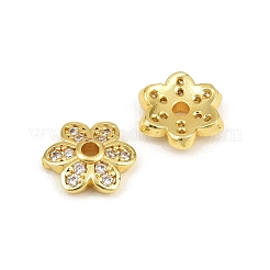 Brass Micro Pave Clear Cubic Zirconia Bead Caps&nbsp;CU-CBA6A75-30G