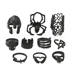 10Pcs Halloween Adjustable Alloy Finger Cuff Rings Sets&nbsp;RJEW-L131-01EB