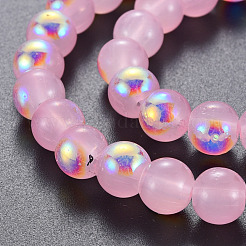Spray Painted Glass Beads Strands&nbsp;GGLA-S058-001C-01