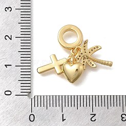 Brass Micro Pave Clear Cubic Zirconia European Dangle Charms&nbsp;KK-D431-033F-G