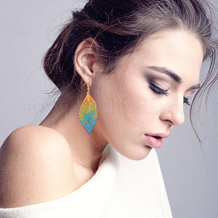 2 Sets 2 Colors Filigree Leaf Pendant Neclace & Dangle Earrings&nbsp;SJEW-FI0001-03