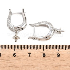 Brass Micro Pave Clear Cubic Zirconia Hoop Earring Findings&nbsp;KK-Z158-04P