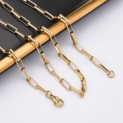 304 Stainless Steel Paperclip Chain Necklaces&nbsp;X-NJEW-Q013-03G