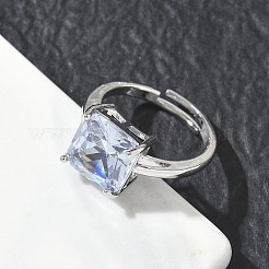Brass & Clear Cubic Zirconia Finger Rings&nbsp;CU-CBA7E55-13P