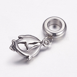 304 Stainless Steel European Dangle Charms&nbsp;OPDL-G005-09AS