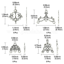 20Pcs 4 Style Tibetan Style Alloy Chandelier Component Links&nbsp;TIBE-YW0001-40
