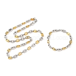 304 Stainless Steel Oval Link Chain Necklaces & Bracelets Sets for Women&nbsp;SJEW-F228-02GP