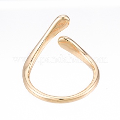 Brass Teardrop Open Cuff Ring for Women&nbsp;RJEW-T001-90G
