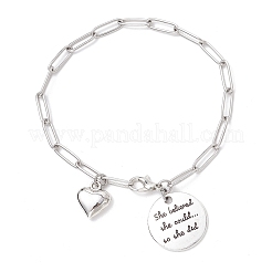 304 Stainless Steel Paperclip Chains Charm Bracelets for Women&nbsp;BJEW-JB11950-01
