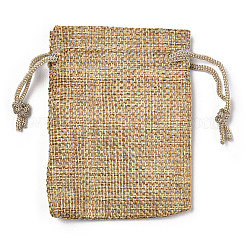 Polyester Imitation Burlap Packing Pouches Drawstring Bags&nbsp;ABAG-R005-9x7-15