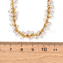 304 Stainless Steel Cable Chain Necklaces with Clear Cubic Zirconia Disc Cluster&nbsp;NJEW-Q050-02G