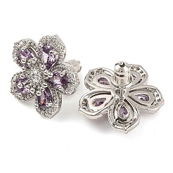 Cubic Zirconia Flower Stud Earrings&nbsp;EJEW-I304-16P-03