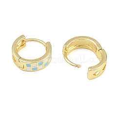 Tartan Pattern Enamel Chunky Hinged Huggie Hoop Earrings for Women&nbsp;LS-EJEW-P196-22G-03