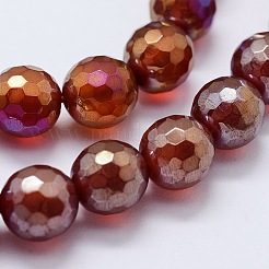 Electroplated Natural Agate Beads Strands&nbsp;G-G749-01A-8mm