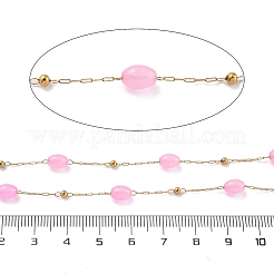 Natural Dyed Jade & 304 Stainless Steel Beads Link Chains&nbsp;CHS-K021-08B-03