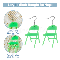 6 Pairs 6 Colors Acrylic Chair Dangle Earrings with Steel Iron Pins&nbsp;EJEW-FI0001-56