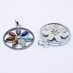 Vintage Chakra Jewelry Alloy Bezel Gemstone Pendants&nbsp;G-M039-03