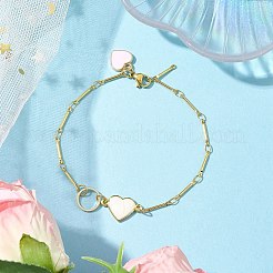 Peach Heart Alloy Enamel Link Bracelets&nbsp;BJEW-JB10412