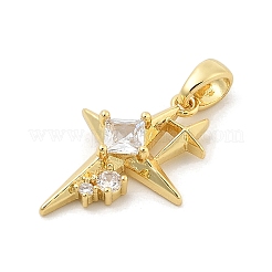 Rack Plating Brass Clear Cubic Zirconia Pendants&nbsp;KK-S407-02G