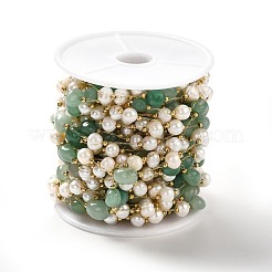 Natural Pearl & Green Aventurine Beaded Chains&nbsp;CHS-B002-01G-09
