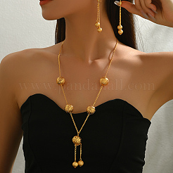 Alloy Round Long Tassel Necklace & Earrings Sets for Women&nbsp;UD7982