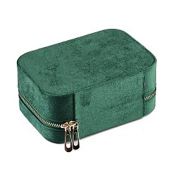 Italian Velvet Double Layers Jewelry Set Storage Zipper Boxes with Mirror Inside&nbsp;CON-G023-09D
