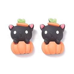 Cat with Pumpkin Opaque Resin Cabochons&nbsp;RESI-F031-04