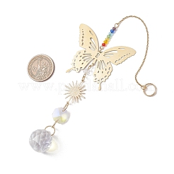 Glass Beads & 201 Stainless Steel Butterfly Hanging Suncatchers&nbsp;HJEW-JM04761-02