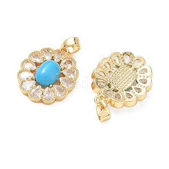 Brass Micro Pave Clear Cubic Zirconia Pendants&nbsp;KK-C172-22G