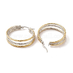 Two Tone 304 Stainless Steel Triple Circle Hoop Earrings for Women&nbsp;EJEW-I273-01GP