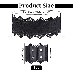 1Pc Polyester Flower Lace and PU Leather Elastic Waist Belts with Plastic Clasps for Women&nbsp;AJEW-HY0003-45
