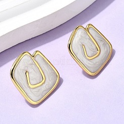 Rhombus 201 Stainless Steel Enamel Stud Earrings&nbsp;EJEW-Z151-12G-01