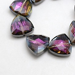 Electroplate Crystal Glass Triangle Beads&nbsp;X-EGLA-F068-M