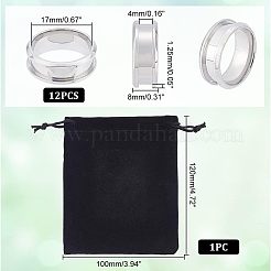 12Pcs Stainless Steel Grooved Finger Ring Settings&nbsp;STAS-UN0038-94A