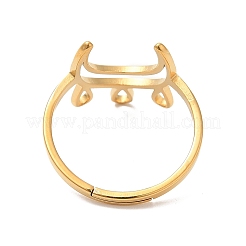 Ion Plating(IP) 304 Stainless Steel Crescent Moon Adjustable Ring for Women&nbsp;RJEW-M149-11G