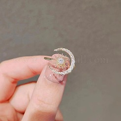 Moon & Sun 925 Sterling Silver Micro Pave Clear Cubic Zirconia Cuff Rings&nbsp;FS-WG70442-02